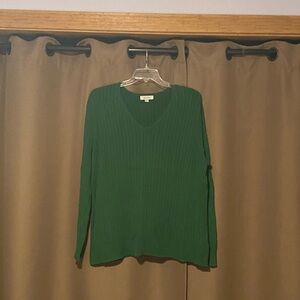 Green V-Neck Women's Sweater